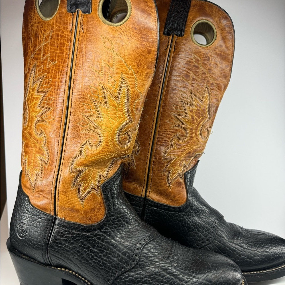 Double-H Boots Western Equestrian Black Brown 
Leather 476005 US Size 10.5 D